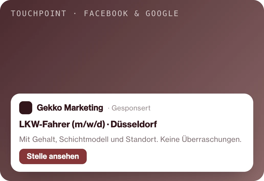 Facebook und Google Touchpoint mit Stellenanzeige