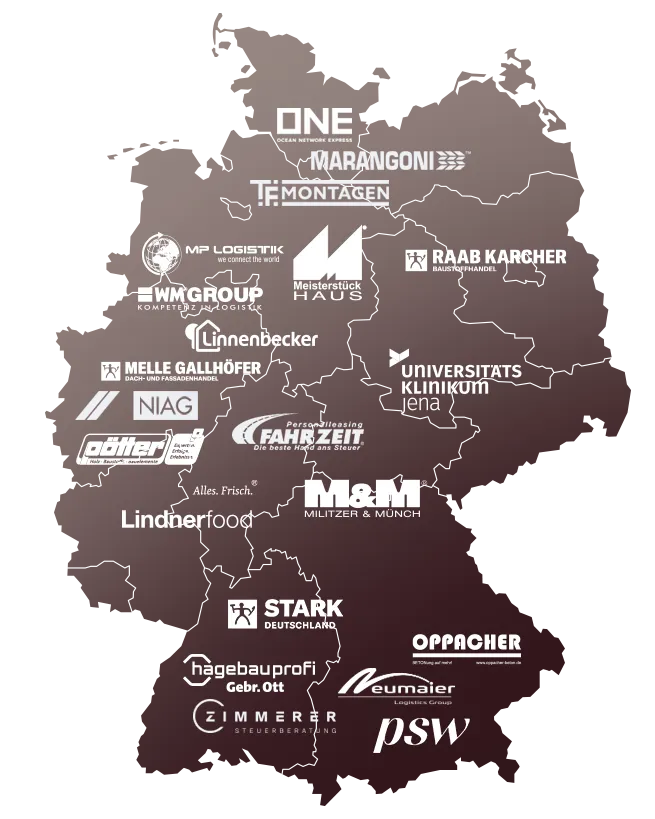 Deutschland-Karte mit GEKKO Kunden aus allen Regionen